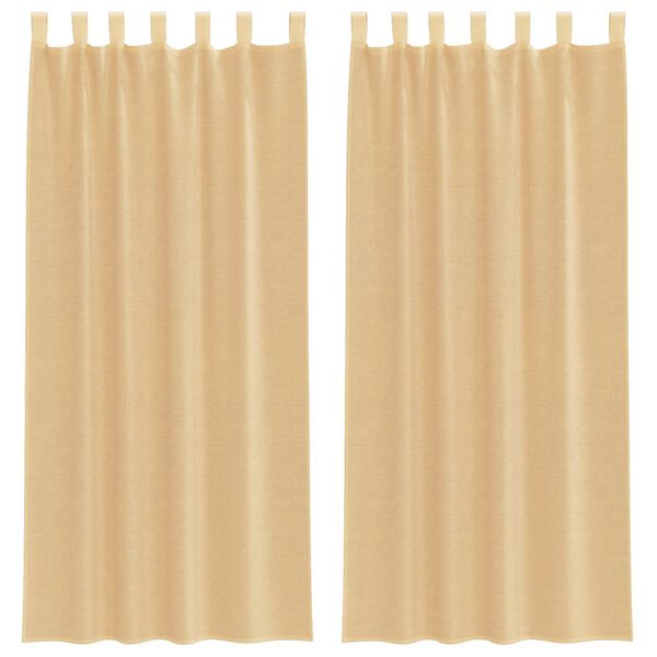 vidaXL Cortinas de voile com laços 2 pcs areia 140x225 cm
