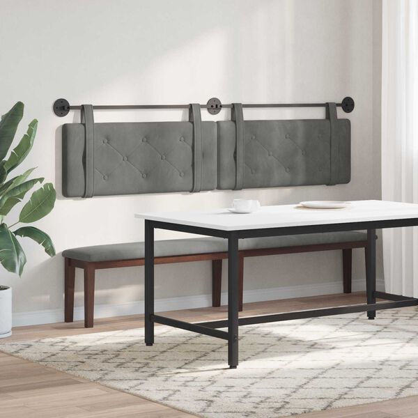 vidaXL Cabeceira Suspensa Cinza Escuro 210 x 55 x 5 cm Veludo