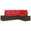 vidaXL Conjunto de Sof&aacute; de Jardim 4 unid. Castanho vime PE