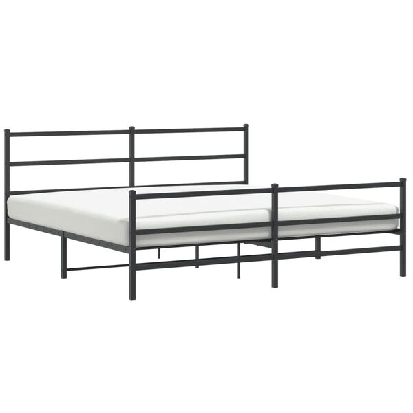 vidaXL Estrutura de cama com cabeceira e p&eacute;s 180x200 cm metal preto