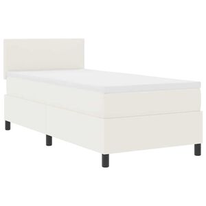 vidaXL Cama Box Creme e Branco 100 x 200 cm Tecido de Veludo Cotele