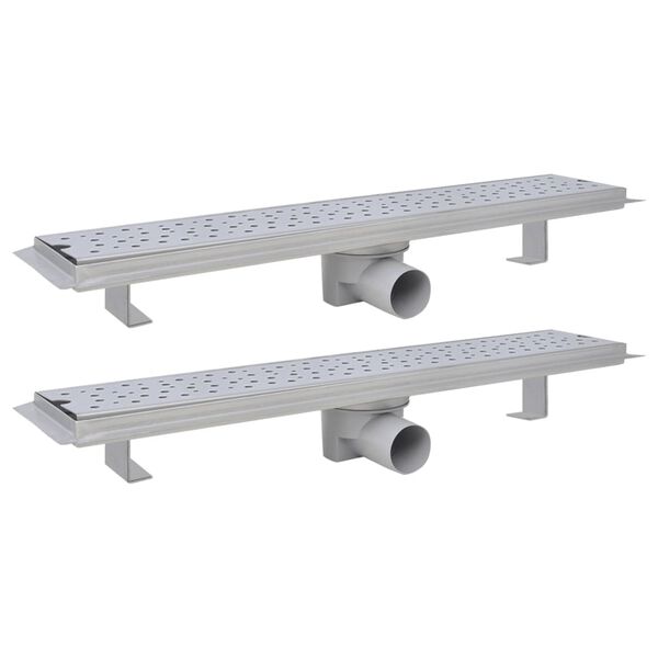 VidaXL Dreno de chuveiro linear 2 pcs bolhas 630x140 mm a&ccedil;o inoxid&aacute;vel