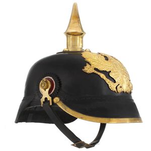 vidaXL Capacete soldado alem&atilde;o prussiano r&eacute;plica LARP a&ccedil;o preto