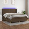vidaXL Cama box spring c/ colch&atilde;o/LED 180x200cm tecido castanho-escuro