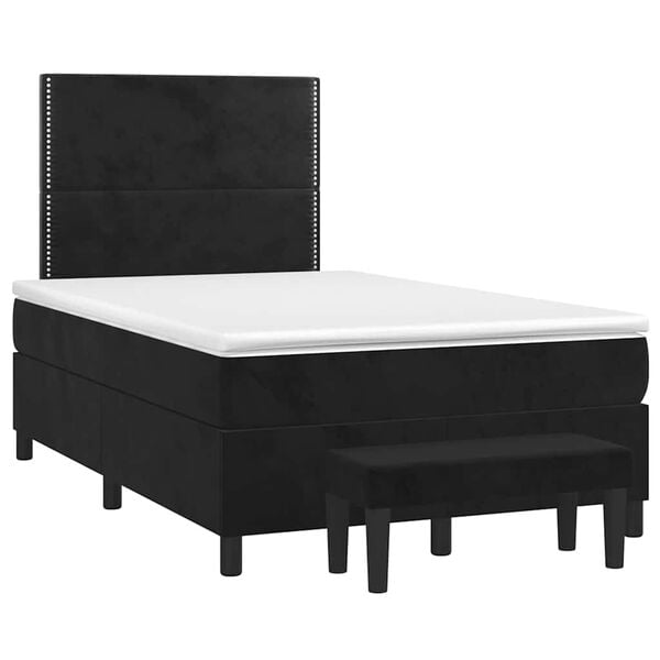 vidaXL Cama boxspring com colch&atilde;o 120x190 cm veludo preto