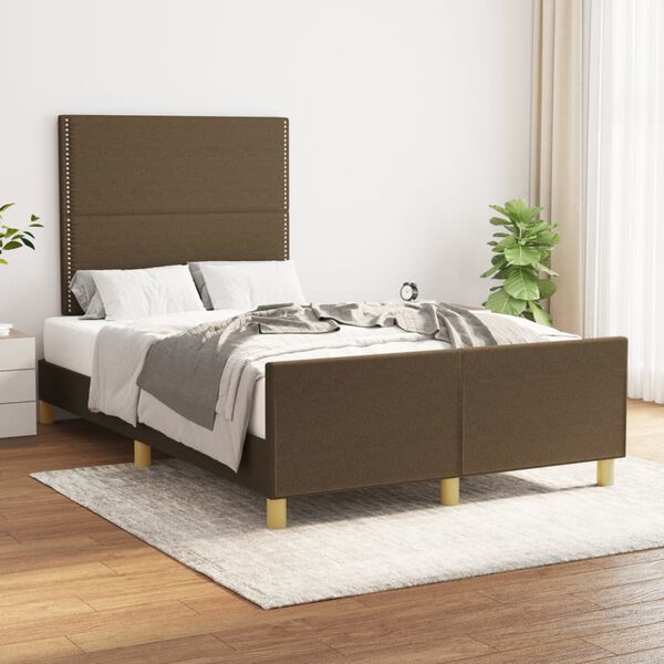 vidaXL Estrutura de cama sem colch&atilde;o 120x190cm castanho escuro