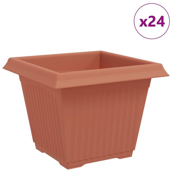 vidaXL Vaso Quadrado para Flores 24 pcs Vermelho Tijolo Pl&aacute;stico