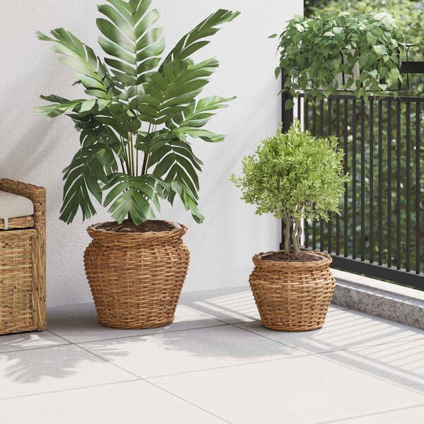 vidaXL Cesta de Plantador 2 pcs Castanho Rattan Lacak