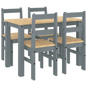 vidaXL 5 pcs conjunto de jantar PANAMA madeira pinho maci&ccedil;a cinzento