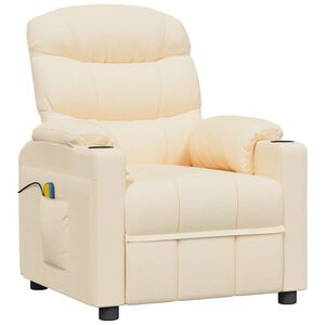 vidaXL Poltrona de massagens tecido cor creme