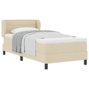 vidaXL Cama Box com colch&atilde;o com cabeceira Creme 90 x 190 cm tecido