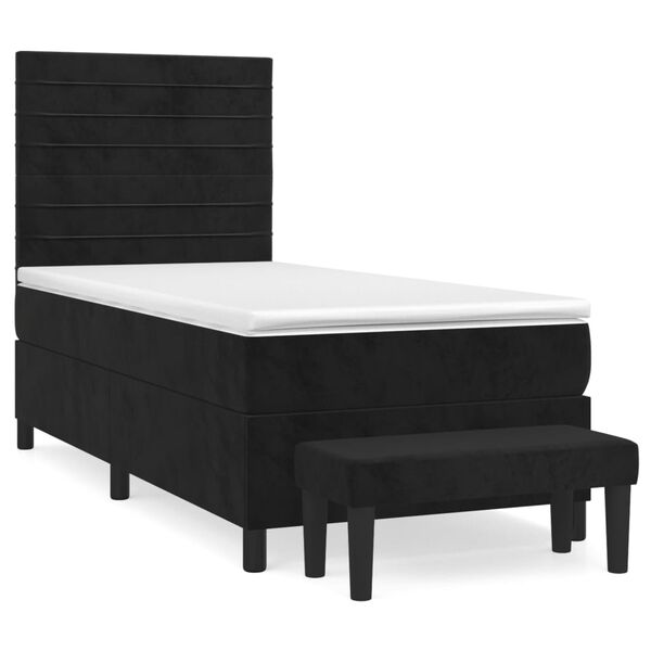 vidaXL Cama com molas/colch&atilde;o 90x190 cm veludo preto