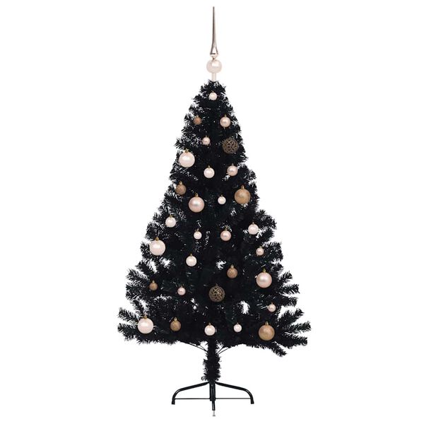 vidaXL &Aacute;rvore de Natal Artificial Pr&eacute;-iluminada Preto 150 cm PVC