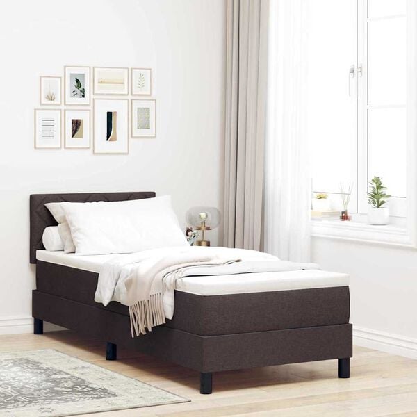 vidaXL Cama box spring com colchão Marrom Escuro 80 x 200 cm tecido