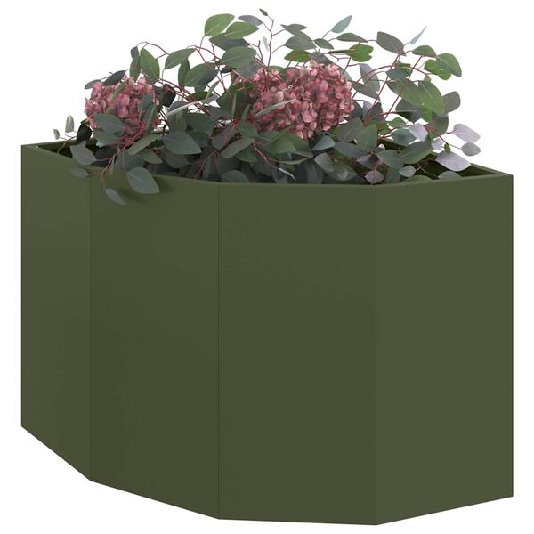 vidaXL Vaso de Canto Verde-oliva 60 x 60 x 50 cm Aço