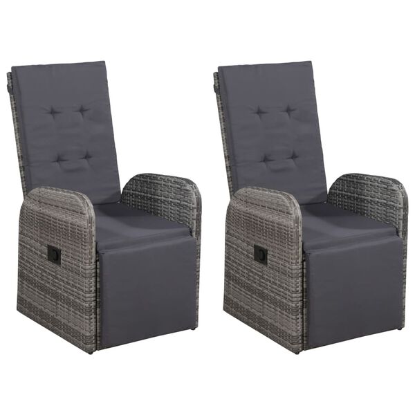 vidaXL 5 pcs conjunto jantar p/ jardim c/ almofad&otilde;es vime PE cinzento