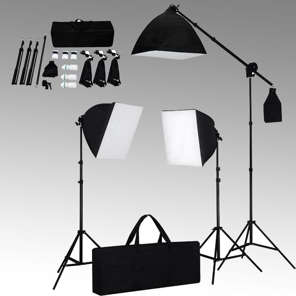 vidaXL Kit de est&uacute;dio fotogr&aacute;fico com softbox de ilumina&ccedil;&atilde;o e fundo