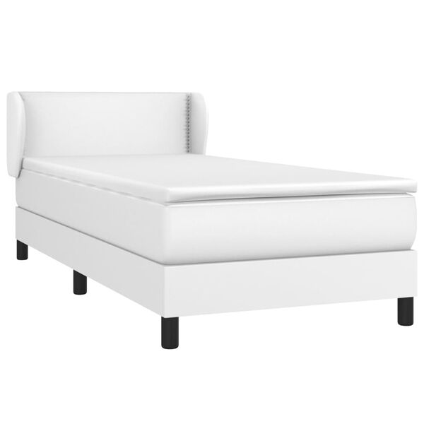 vidaXL Cama com molas/colch&atilde;o 80x200 cm couro artificial branco