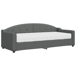 vidaXL Sof&aacute;-cama com colch&atilde;o 80x200 cm tecido cinzento-escuro