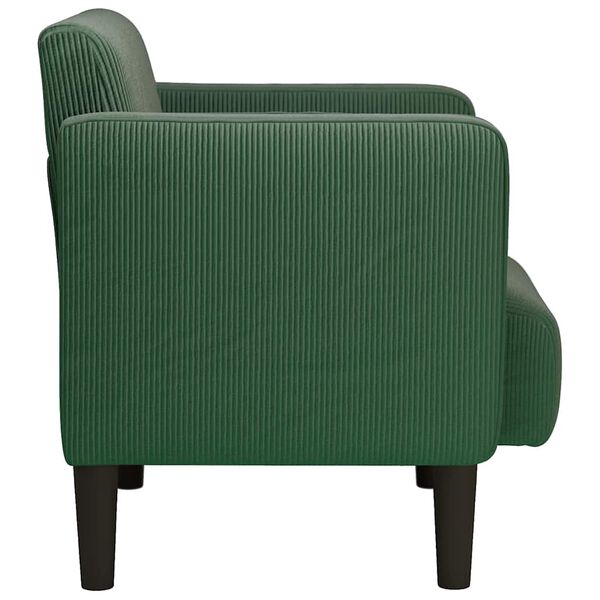 vidaXL Poltrona com apoio de bra&ccedil;os 54 cm tecido corduroy verde escuro