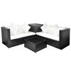 vidaXL 4 pcs conjunto lounge de jardim c/ almofad&otilde;es vime PE preto