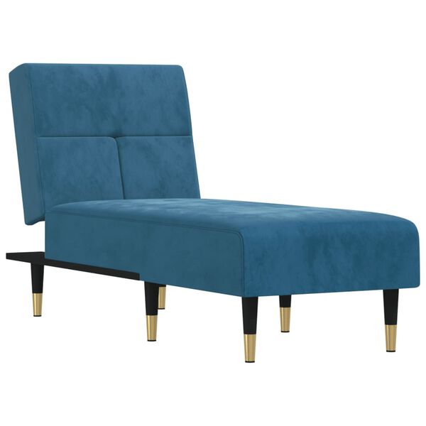 vidaXL Chaise longue veludo azul