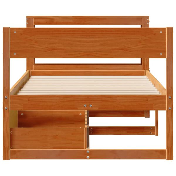 vidaXL Cama sem colch&atilde;o 100x200 cm pinho maci&ccedil;o castanho-mel