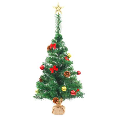 vidaXL Árvore de Natal artificial pré-iluminada + enfeites 64 cm verde