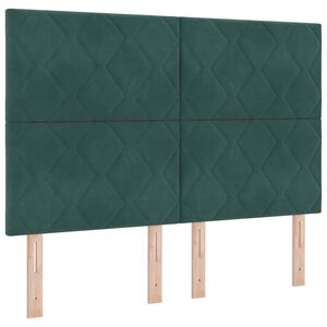 vidaXL Cama Box Spring LED Verde Escuro 160 x 200 cm tecido