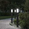 vidaXL Lumin&aacute;rias de balizador com sensor e tomada, 3 pe&ccedil;as, 80 cm, a&ccedil;o inoxid&aacute;vel, IP44