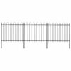 vidaXL Cerca de jardim com arco superior em a&ccedil;o 504x150 cm preta