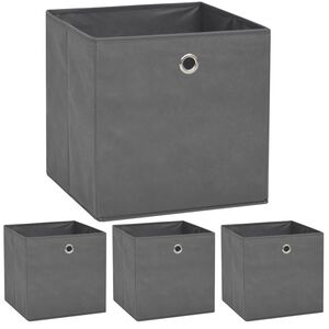 vidaXL Caixas arrumação 4 pcs não-tecido (TNT) 32x32x32 cm cinzento