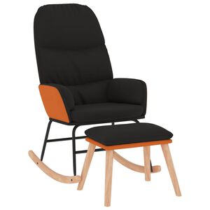 vidaXL Cadeira de baloi&ccedil;o com banco tecido cor preto