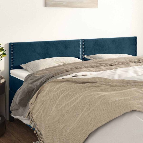 vidaXL Cabeceiras azul-escuro 160x5x78/88 cm veludo
