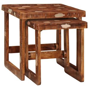 vidaXL Mesas encaix&aacute;veis 2 pcs Castanho Madeira Refor&ccedil;ada S&oacute;lida