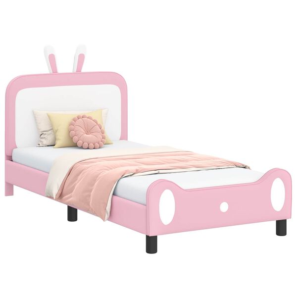 vidaXL Estrutura de Cama Infantil com Cabeceira Rosa 80 x 200 cm PU