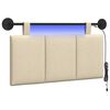 vidaXL Cabeceira suspensa Com luz LED Creme Tecido