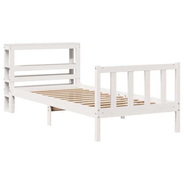 vidaXL Cama sem colch&atilde;o 75x190 cm madeira de pinho maci&ccedil;a branco