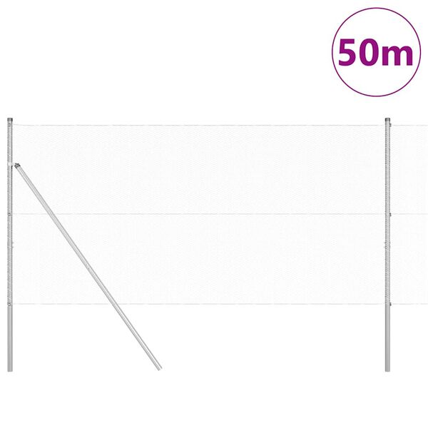 vidaXL Poste de Cerca Prateado 50 x 1 m (malha de 13 mm) A&ccedil;o