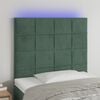 vidaXL Cabeceira de cama c/ LED veludo 80x5x118/128 cm verde-escuro
