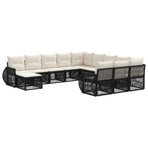 vidaXL Conjunto de Sof&aacute; de Jardim 12 unid. Preto vime PE