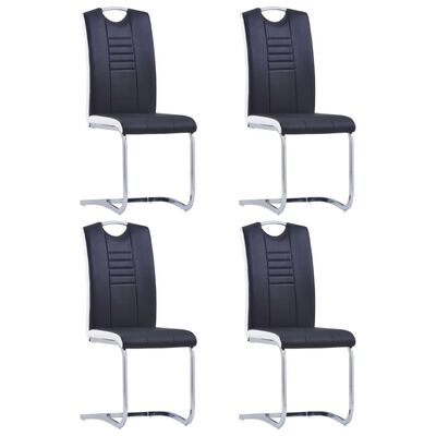 vidaXL Cadeiras de jantar cantilever 4 pcs couro artificial preto