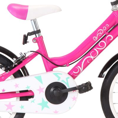 vidaXL Bicicleta de criança roda 16" preto e cor-de-rosa