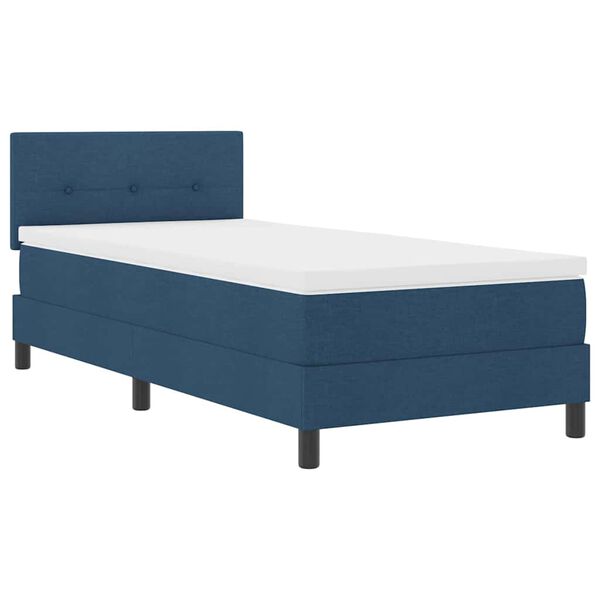 vidaXL Cama Box com colch&atilde;o com cabeceira Azul 90 x 200 cm tecido