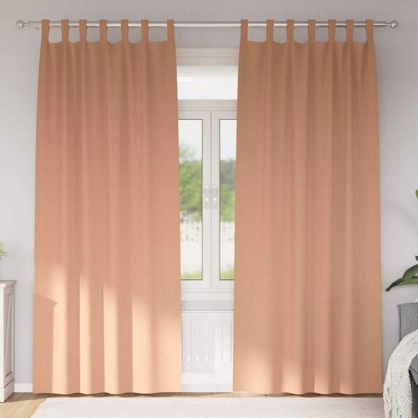 vidaXL Cortinas Blackout com Argolas 2 pcs Marrom Claro 225 x 140 cm