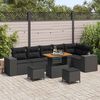 vidaXL Conjunto de Sof&aacute; de Jardim com almofada 9 pcs Preto vime PE