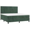 vidaXL Cama box spring c/ colch&atilde;o/LED 180x200 cm veludo verde-escuro