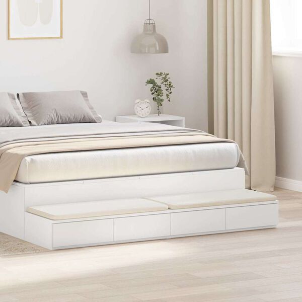 vidaXL Gavetas de cama Branco 135 x 36,5 x 16,5 cm Madeira processada