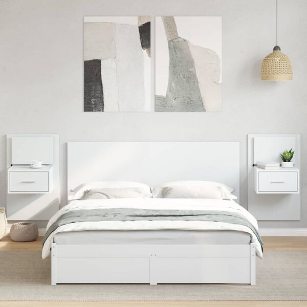 vidaXL Cabeceira de cama c/ armários 160cm derivados de madeira branco