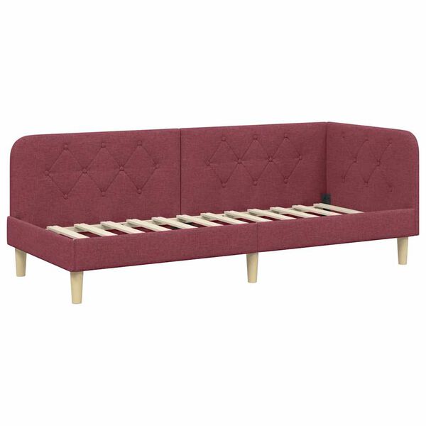 vidaXL Estrutura de Cama de Canto Vinho Vermelho 80 x 200 cm tecido